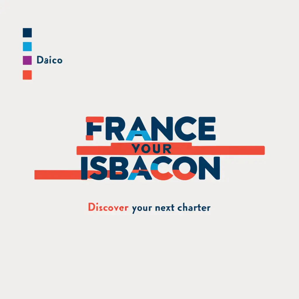 a logo design,with the text "FranceIsBacon", main symbol:a rectangular logo design, only using blue, white and red, modern and bold font, with the text 'FranceIsBacon', with slugen text 'Discover Your Next Chapter', main symbol: FranceIsBacon, Discover Your Next Chapter, simple, abstract, clear background, rectangular, simple, to be used in education industry, clear background,简约,be used in 教育 industry,clear background