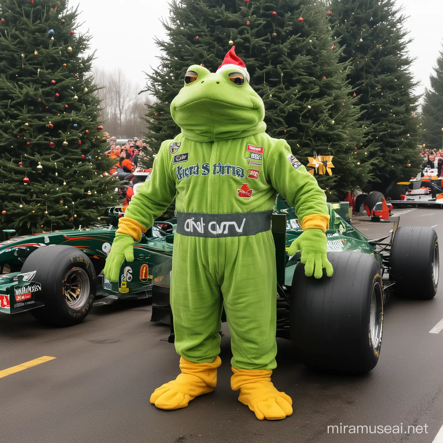 Celebrity Christmas John Cenas Whimsical Frog Outfit and Formula 1 Tree Storage