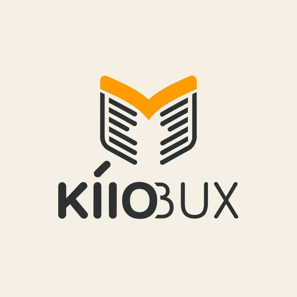a logo design,with the text "KioBux", main symbol:"""
BOOK


""",Moderate,clear background