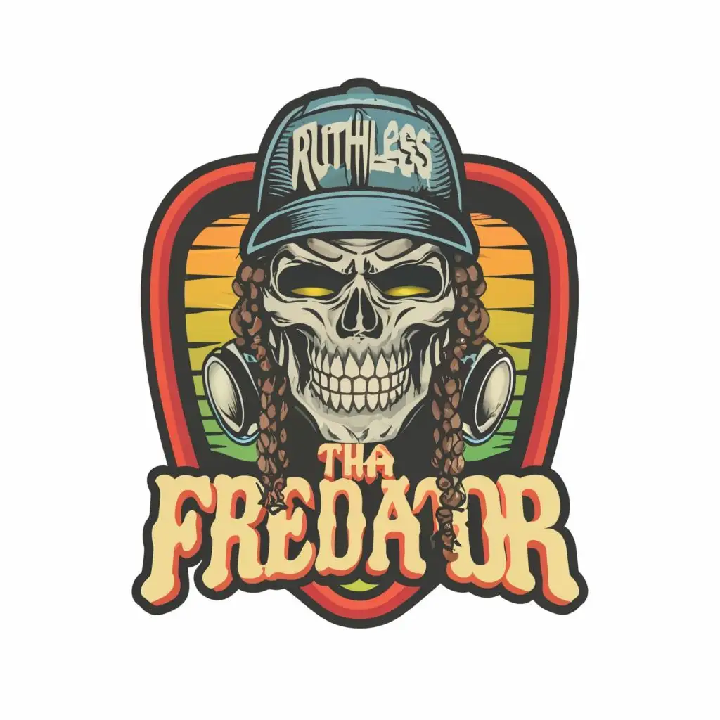 LOGO-Design-For-Ruthless-Edgy-Skull-Cap-with-Burning-Eyes-and-HipHop-Vibes