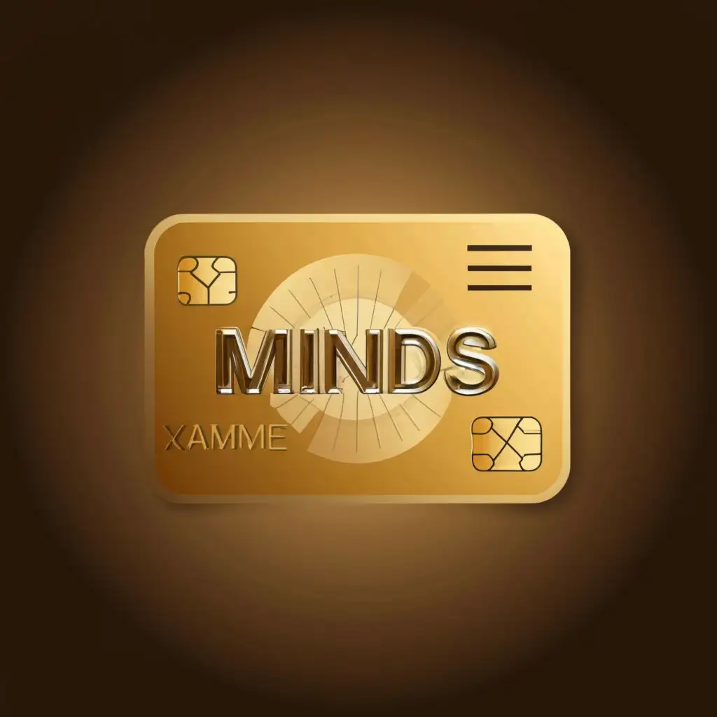 logo, Golden bank Card, with the text "Minds", typography