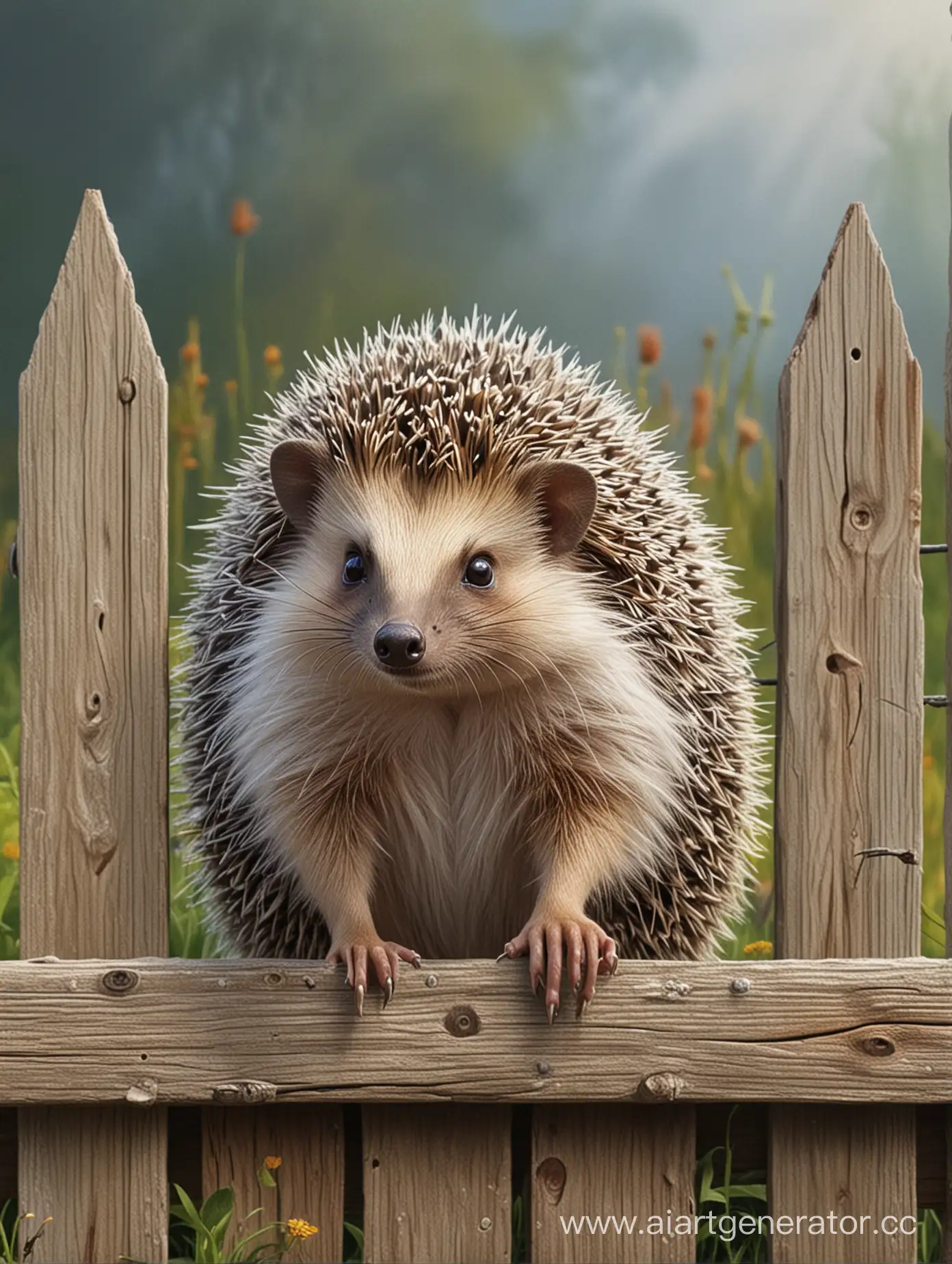 Hedgehog-Painting-Fence-Cute-Animal-Artist-Illustration