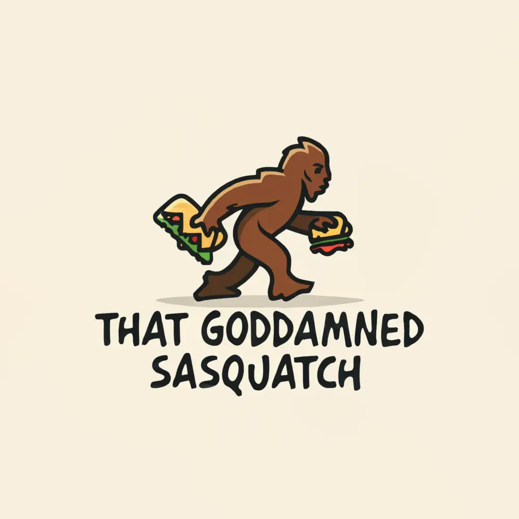 a logo design,with the text "That Goddamned Sasquatch", main symbol:Sandwich,Minimalistic,clear background