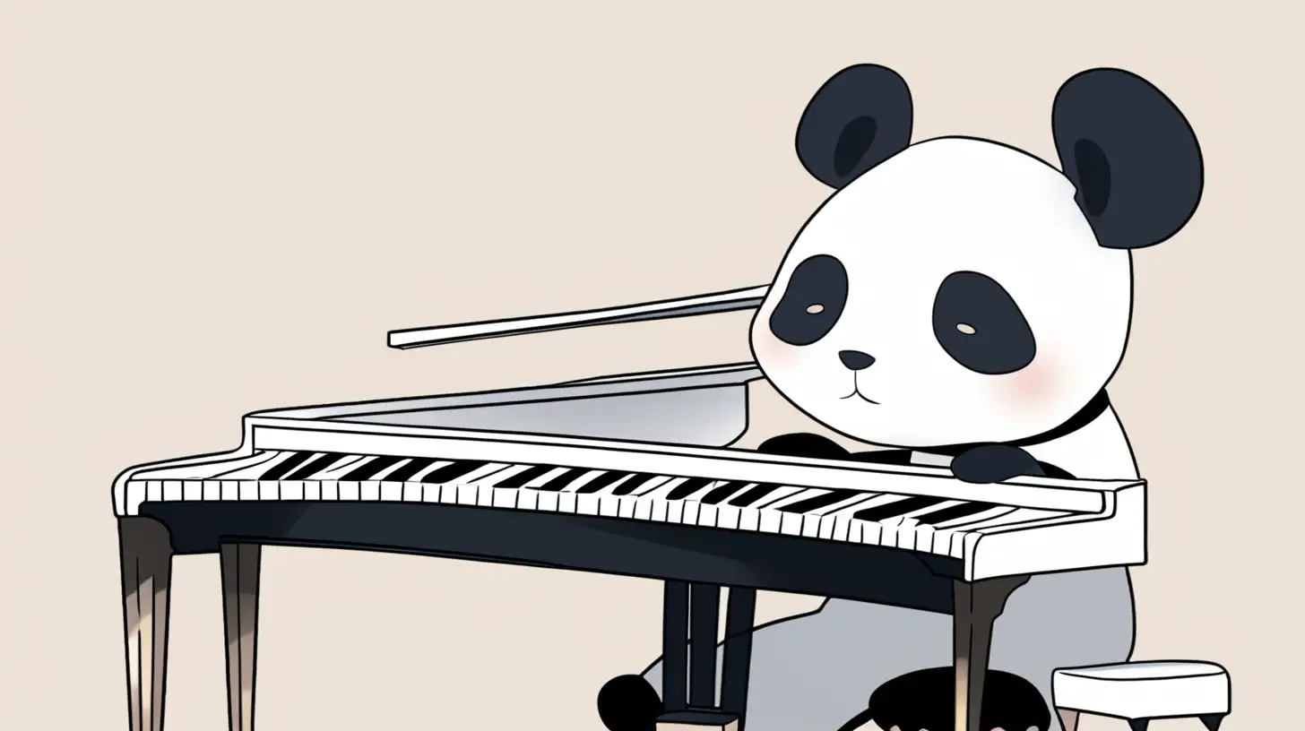 high resolution image of a cute panda playing piano against plain clear background