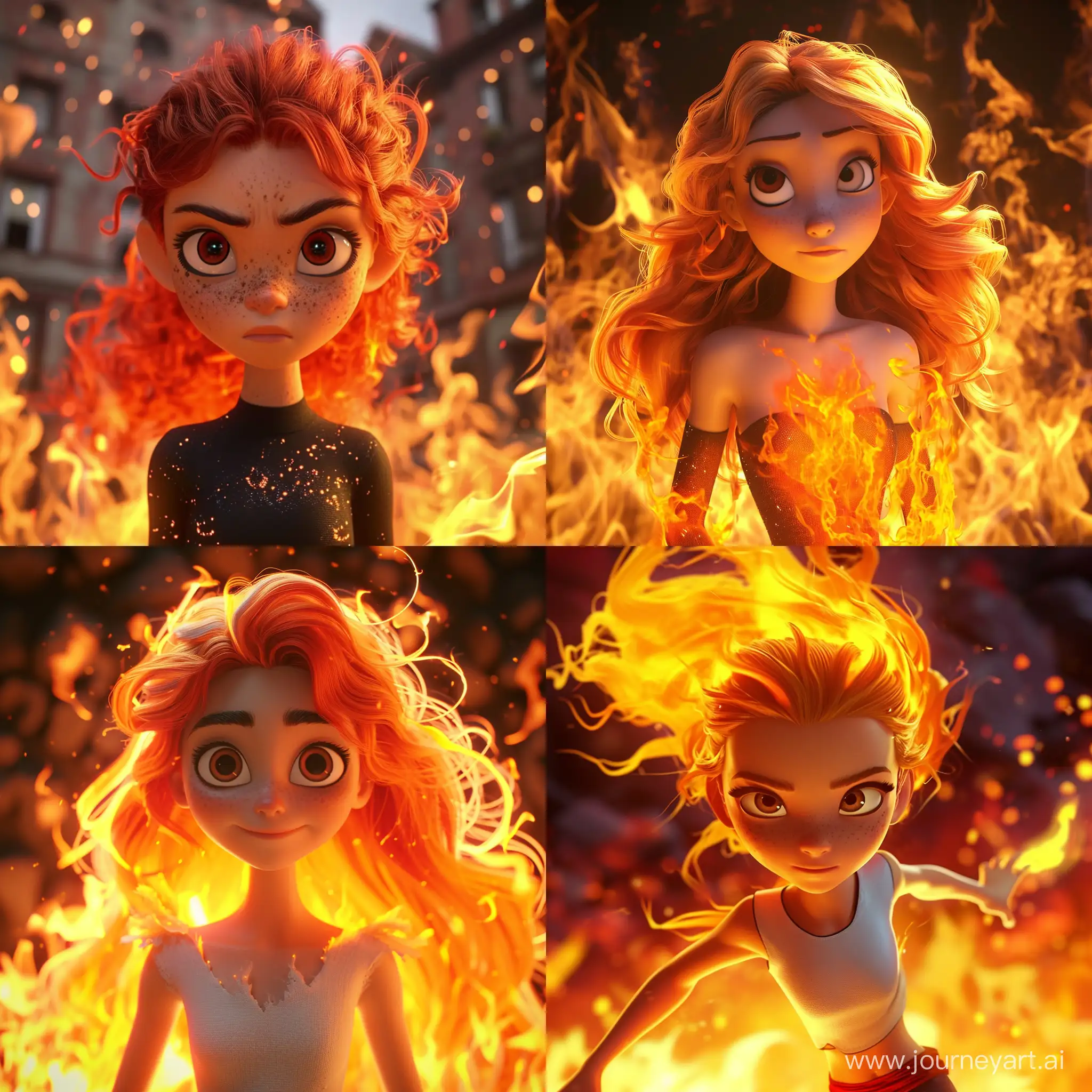 Enchanting-Animated-Tale-Fire-Girl-in-Vibrant-11-Aspect-Ratio