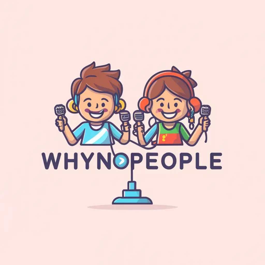 a logo design,with the text "WHYNOPEOPLE", main symbol:boy and girl Live video show,Moderate,clear background