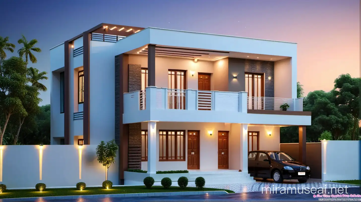 BEST HOUSE TWO FLOOR SMALL MODERN FRONT DESIGN IN BUDGET WITH FLAT ROOF. WITH LIGHTING WOODEN DESIGN BEST.