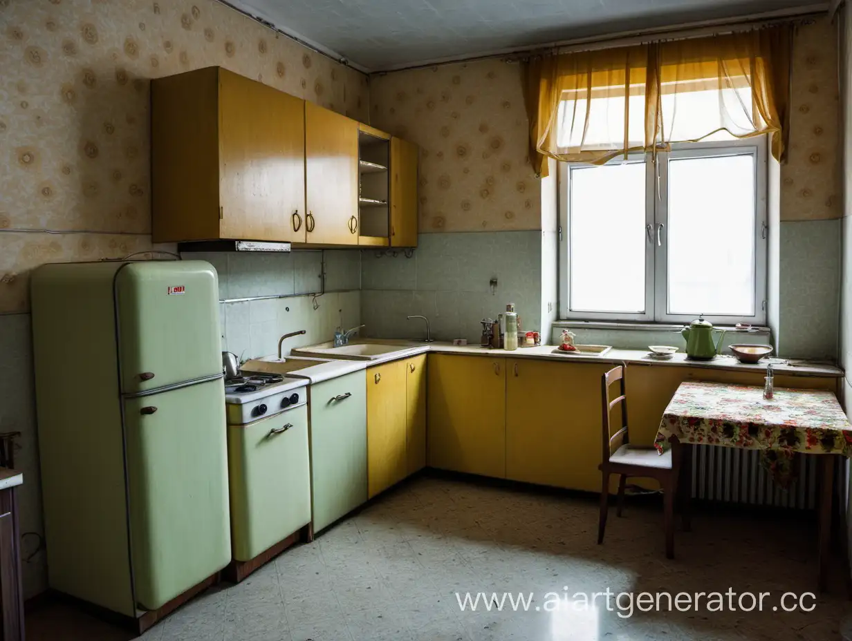 Soviet-Apartment-Kitchen-with-Vintage-Charm
