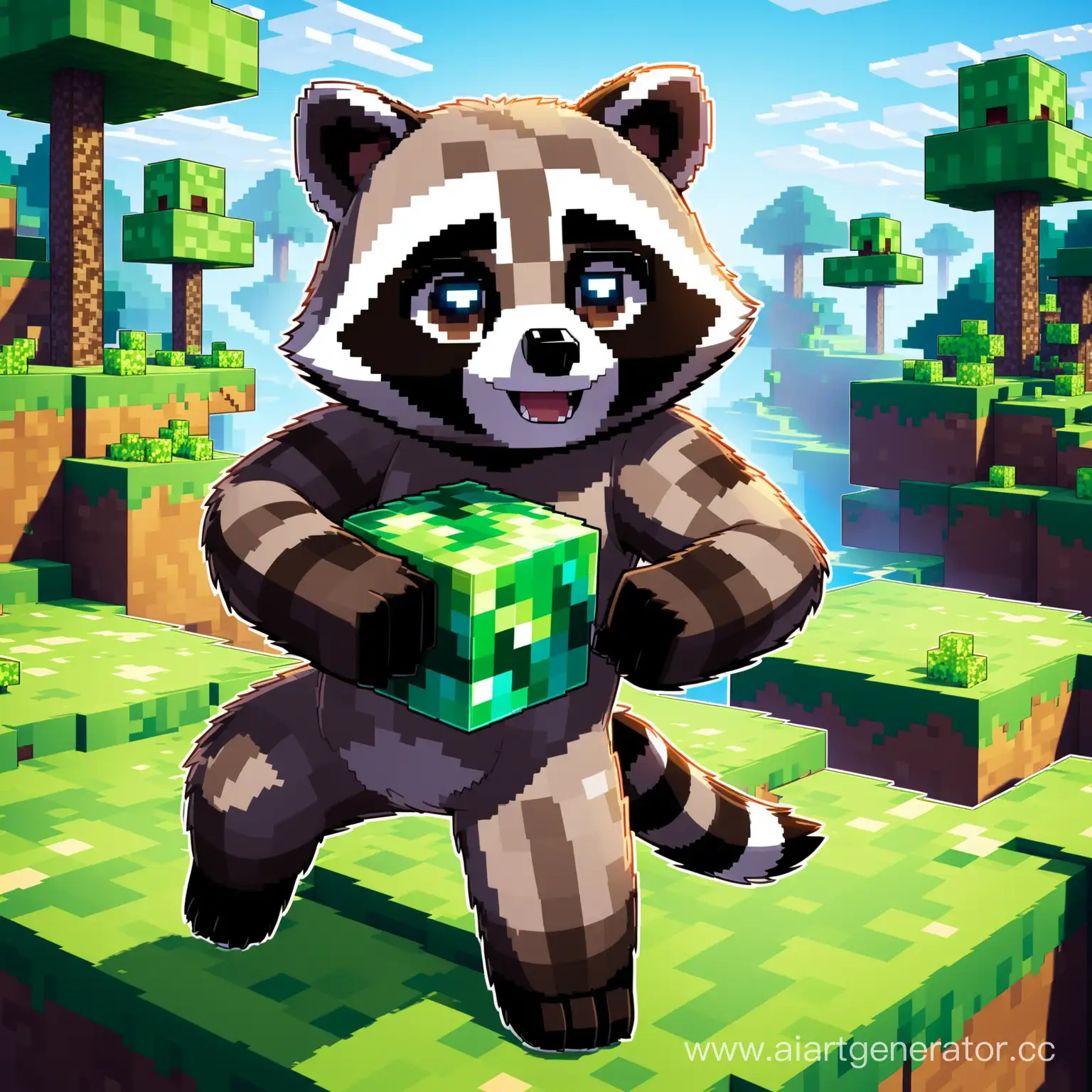 MinecraftInspired-Digital-Raccoon-Art