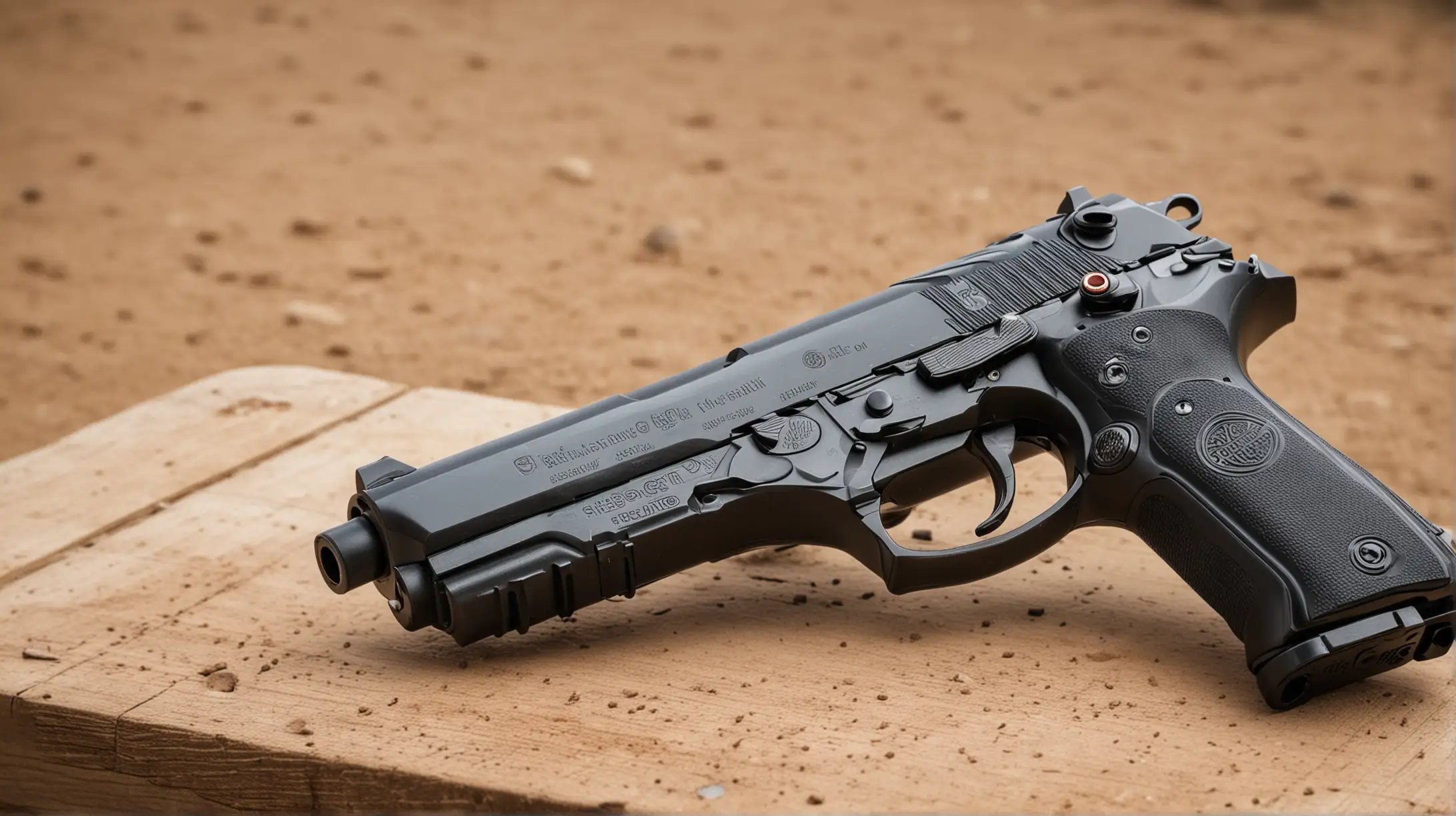 beretta pistol, shooting range background
