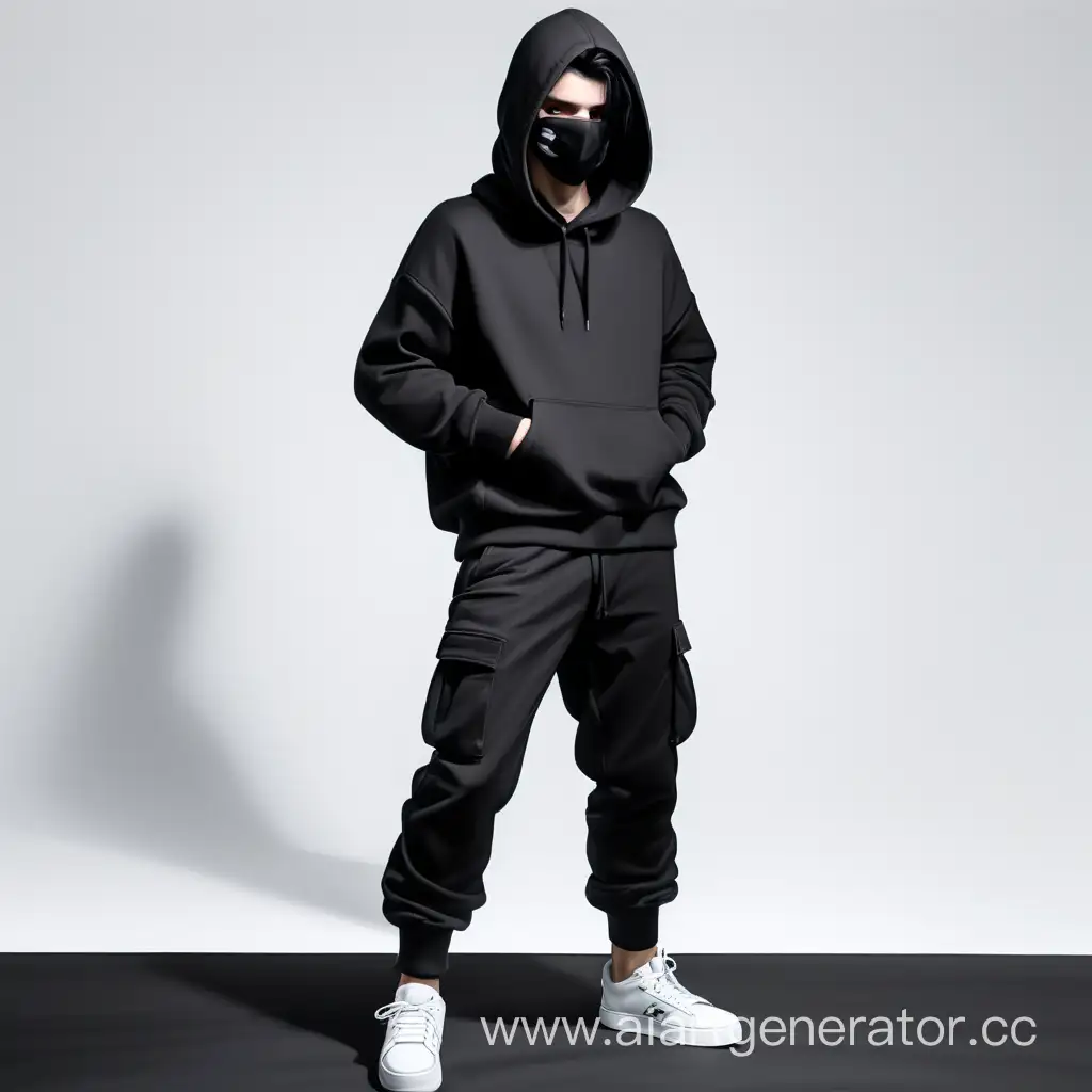 Tall-Man-in-Black-Hoodie-and-Mask-on-White-Background