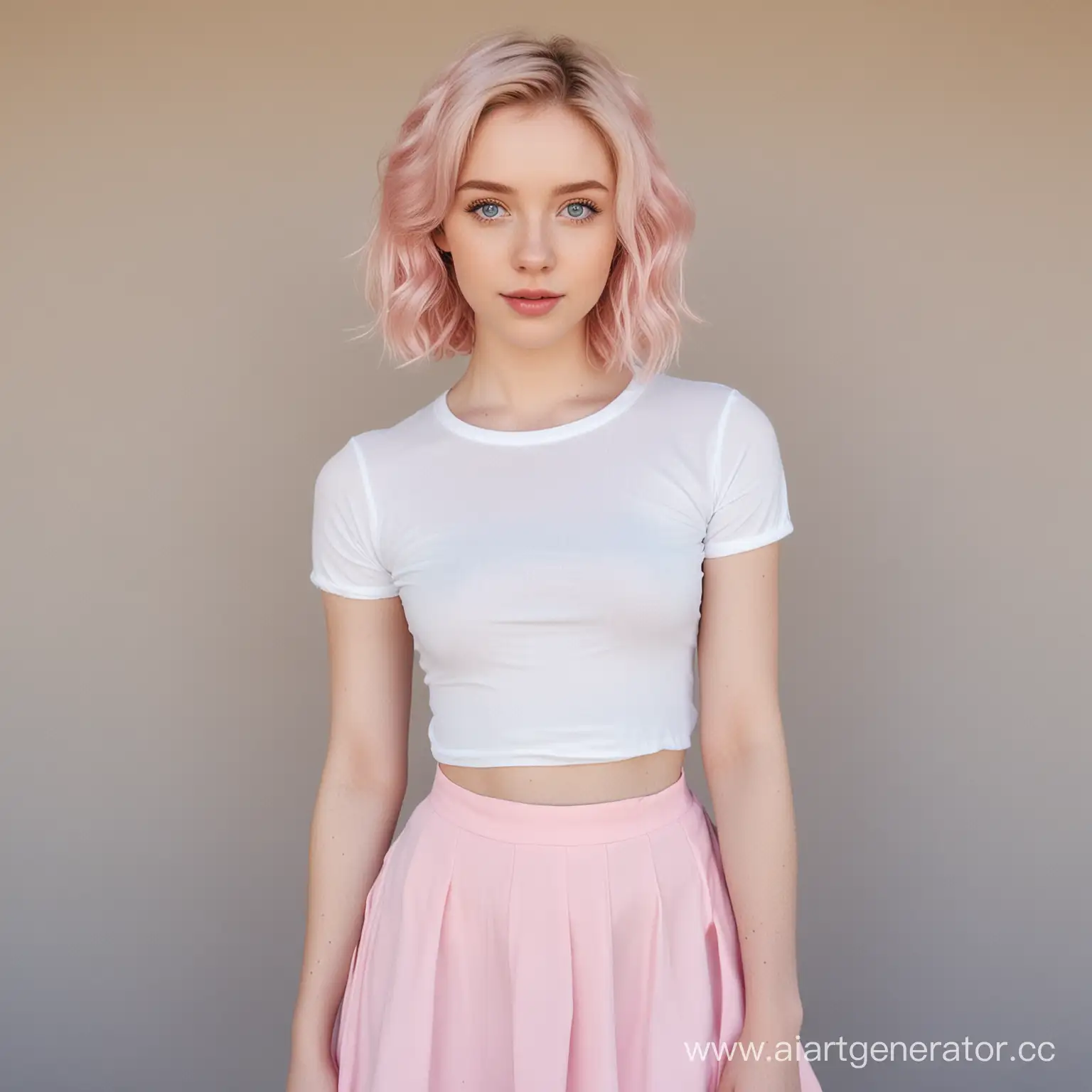 Pale-Teenage-Girl-in-White-Skirt-and-Top-with-Pink-Wavy-Hair