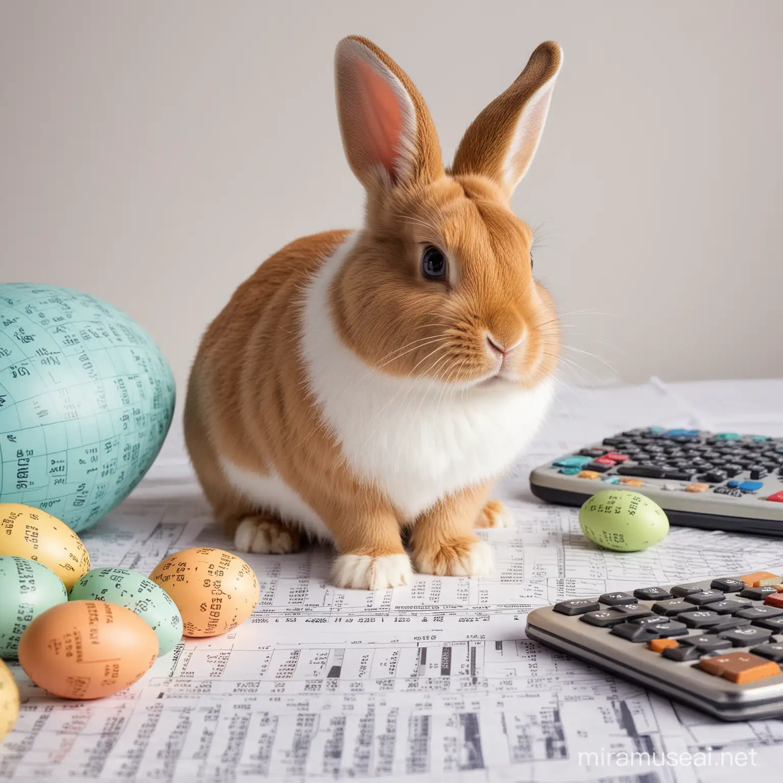 Bunny Accountant Crunching Numbers in an Easter Egg of Financial Clarity