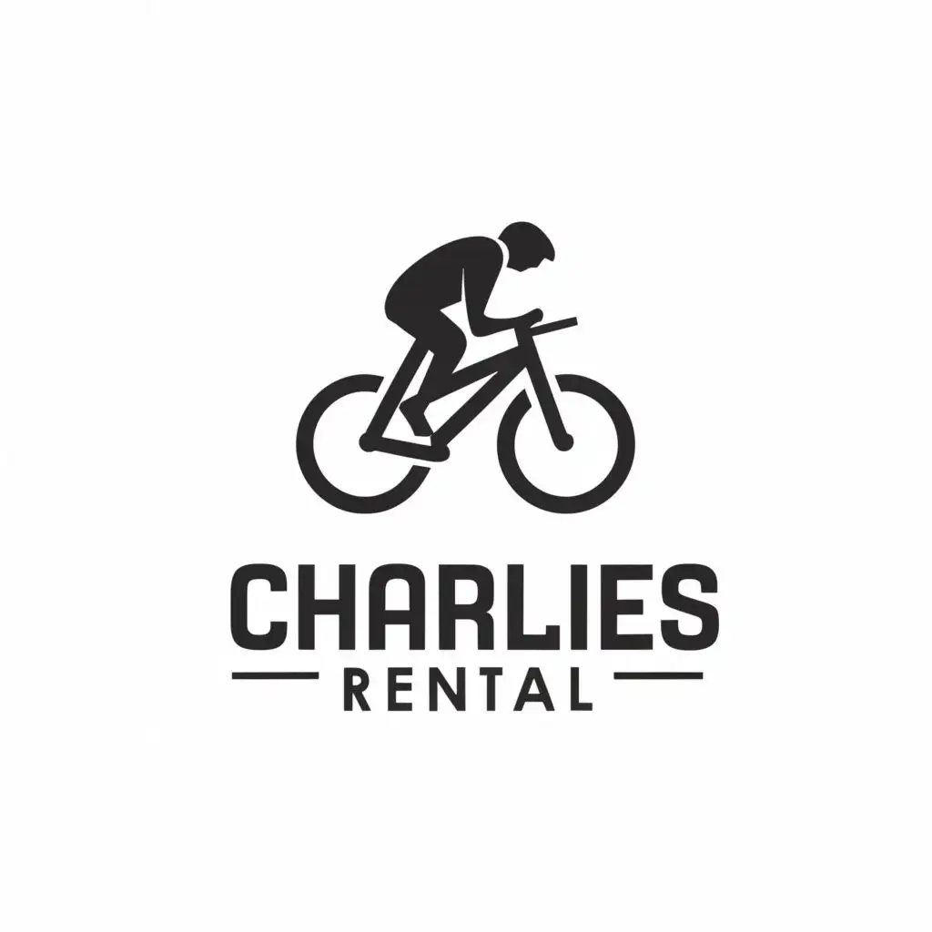 LOGO-Design-For-Charlies-Rental-Bold-Red-Text-with-Minimalistic-Bicycle-Symbol-for-Sports-Fitness-Industry