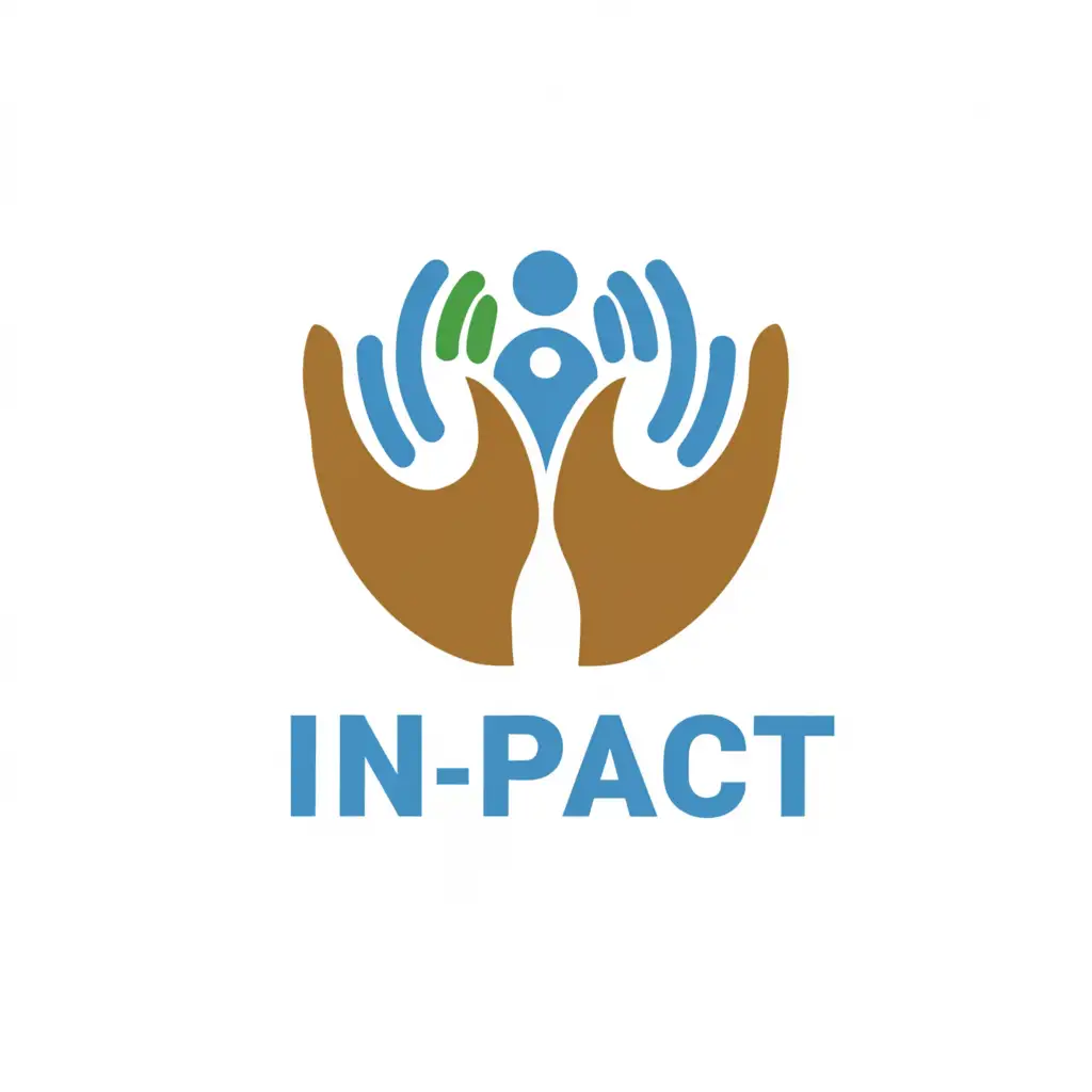 a logo design,with the text "IN-PACT", main symbol:Hands or student,Moderate,be used in Nonprofit industry,clear background