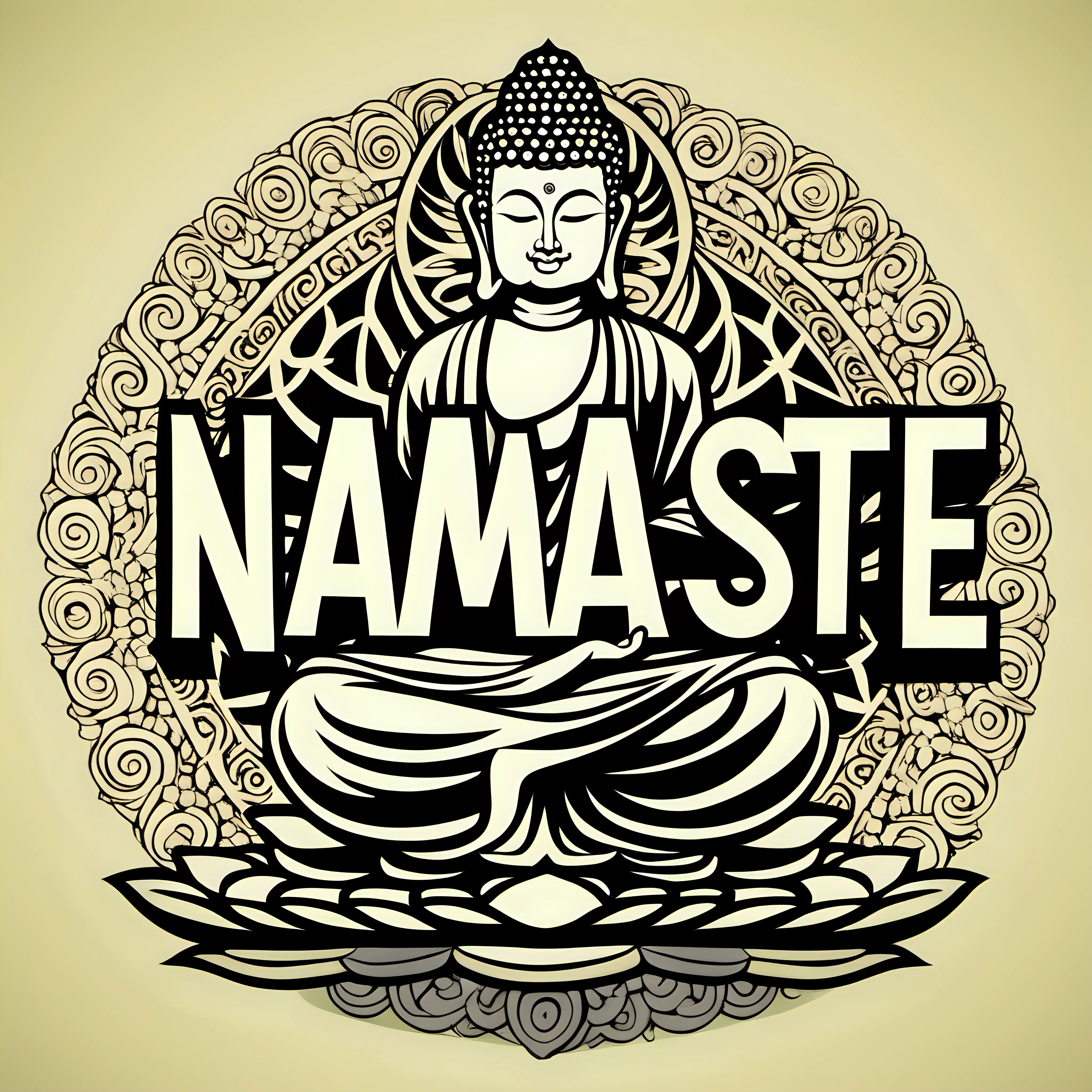 Zen Buddha Vector Art with Namaste Typography