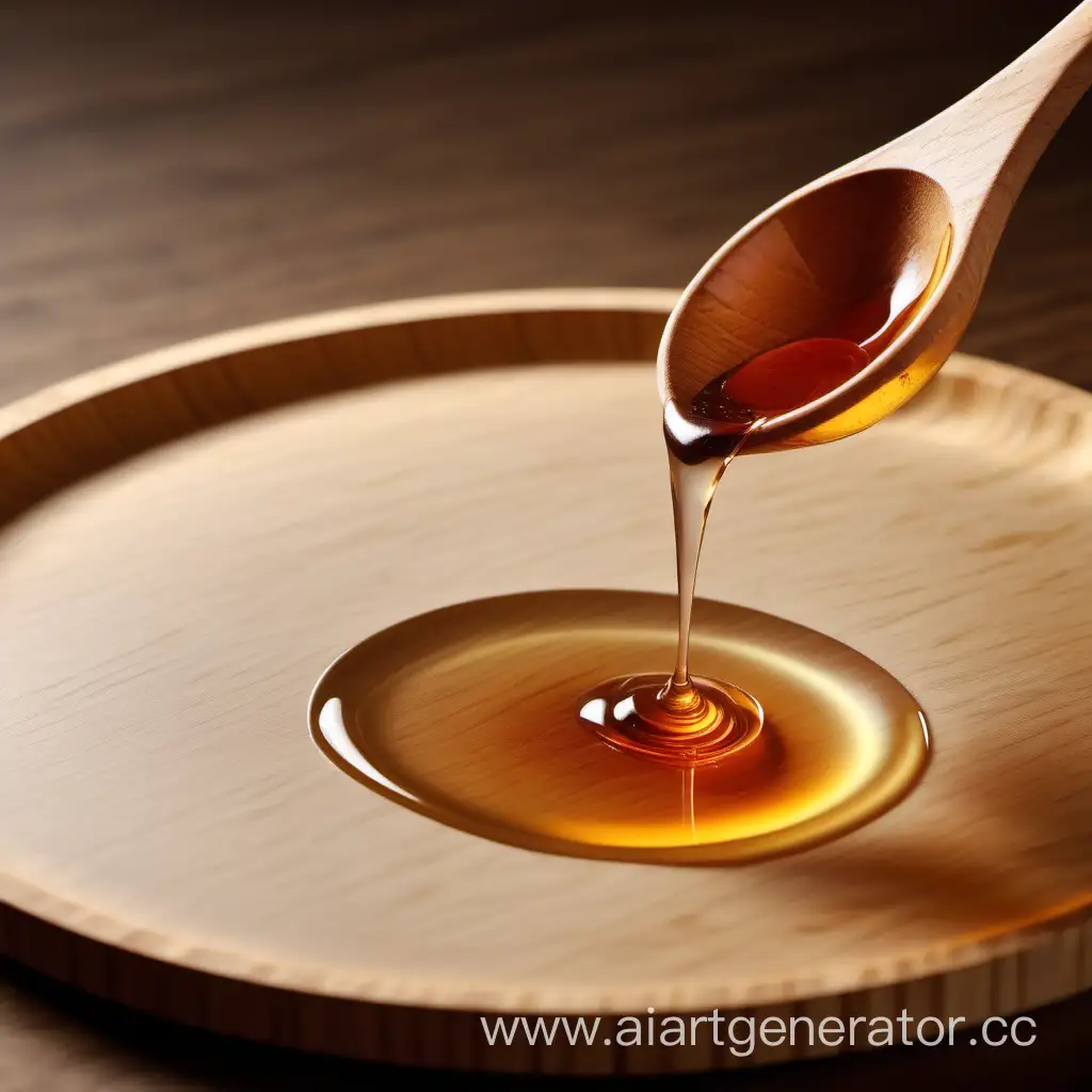 Captivating-Syrup-Drip-from-Wooden-Spoon-into-Plate