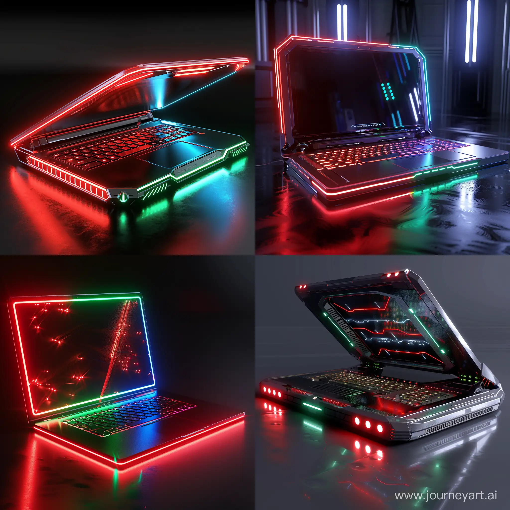 Futuristic laptop, octane render, red PeLEDs, green PeLEDs, blue PeLEDs