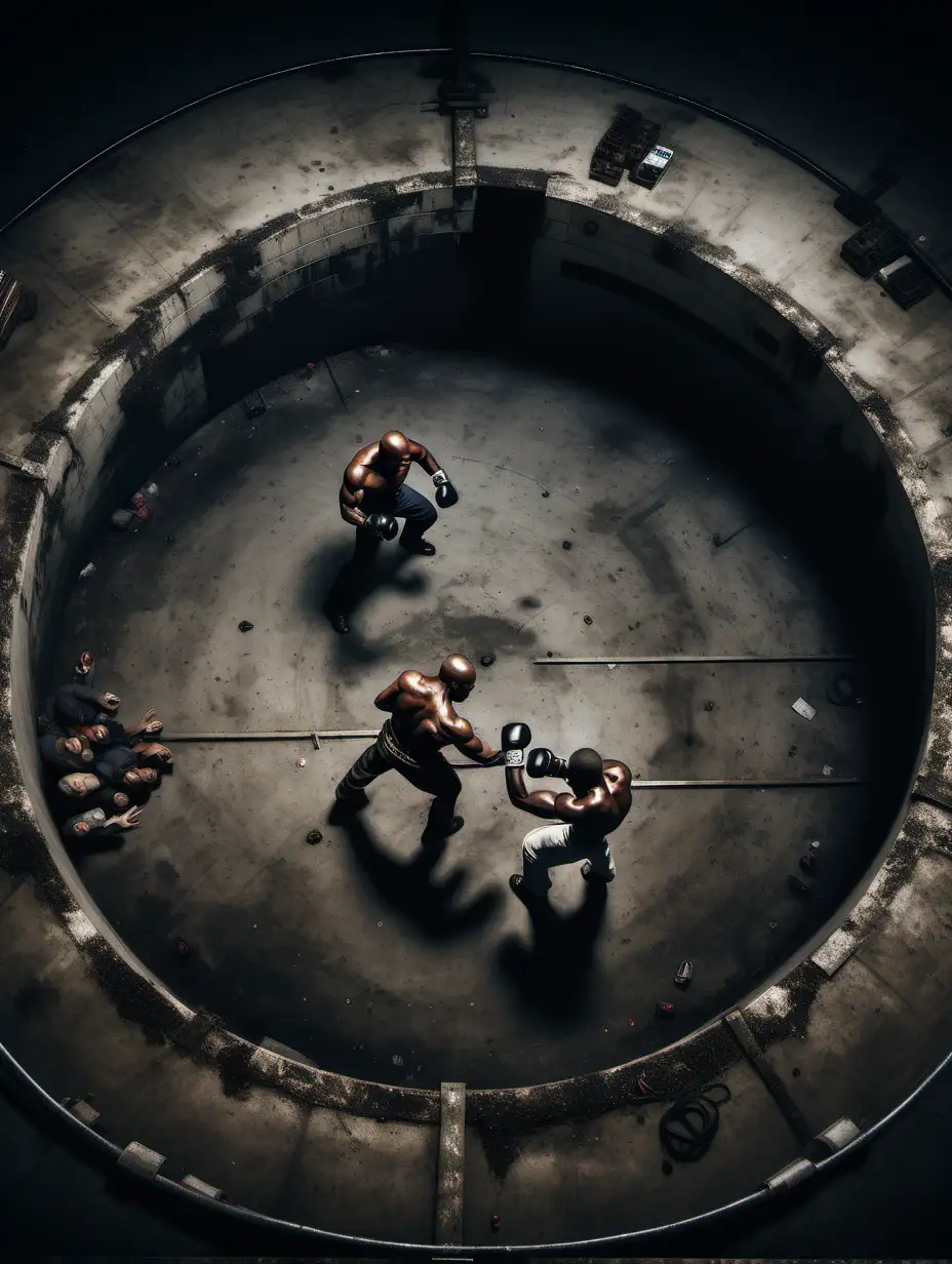 Intense Underground Fight Scene in Gritty Warehouse