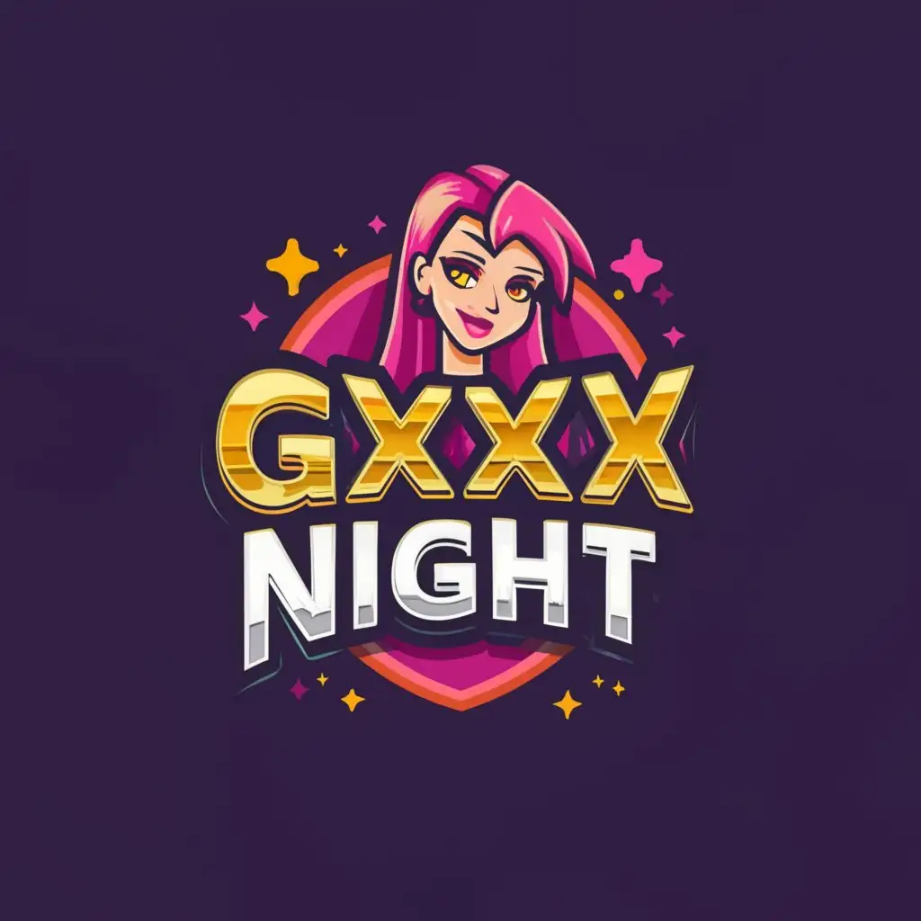 a logo design,with the text "gxxx night", main symbol:chat girl,Moderate,clear background