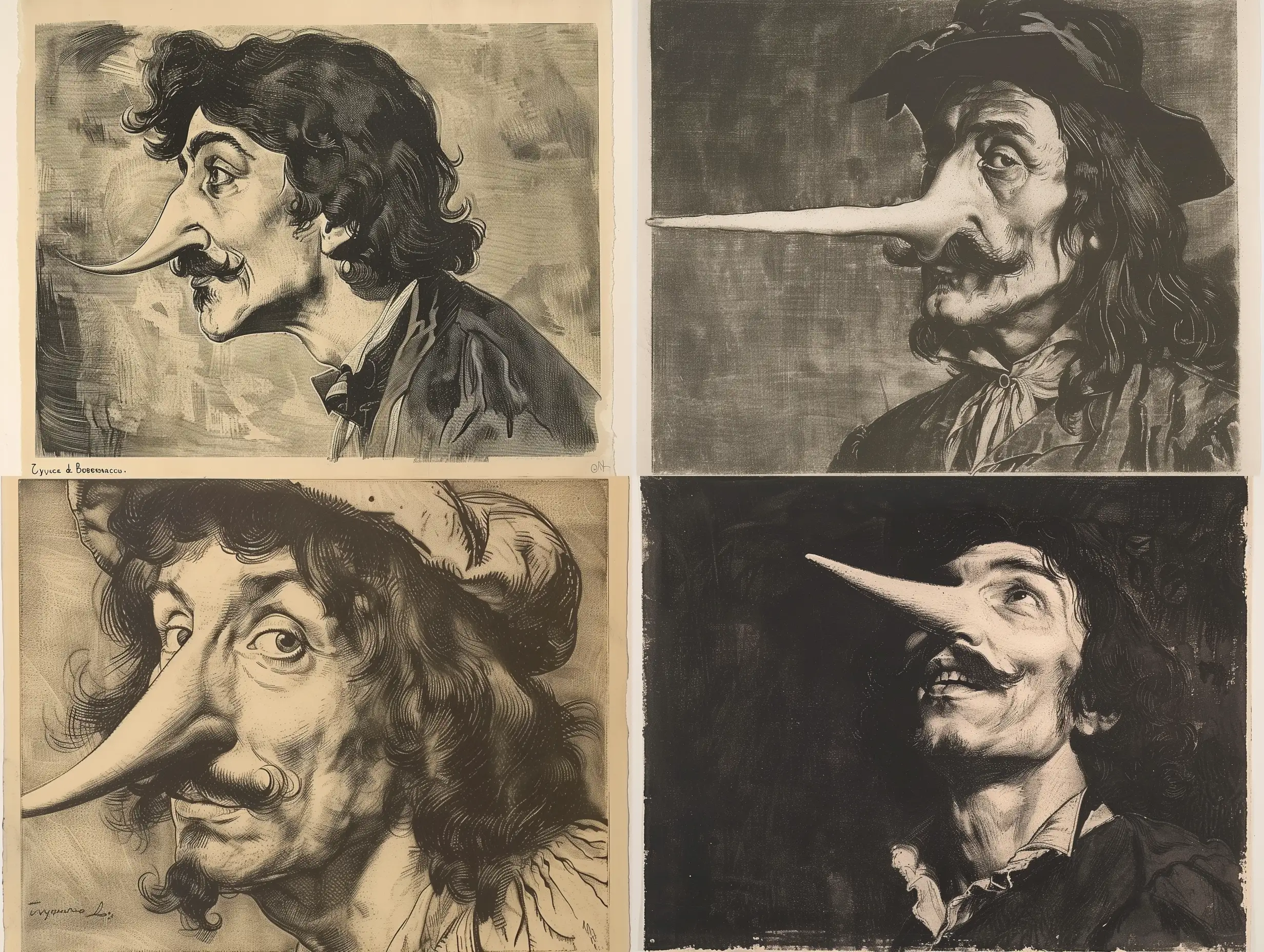 Classic-Etching-Cyrano-de-Bergerac-Portrait-with-Iconic-Long-Nose