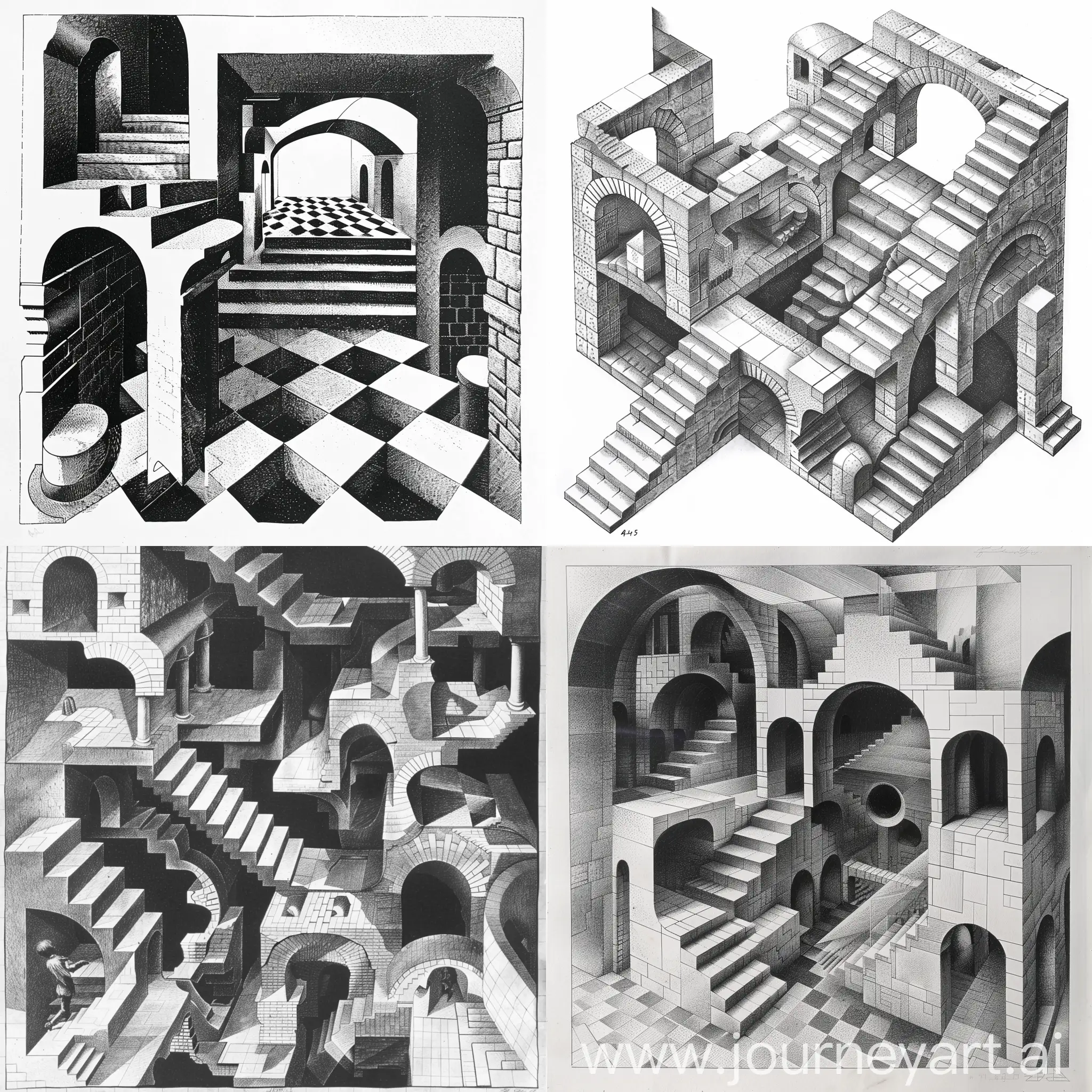 Abstract-Geometric-Artwork-with-Steps-and-Arcs-Inspired-by-MC-Escher