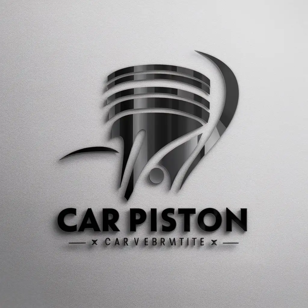 Design a car service logo using vector graphics depicting an automobile piston in a predominantly black and white color scheme. Please create a high-quality, professional-looking logo that is suitable for use on business materials such as letterheads and websites." This modified assignment contains specific requirements for the logo design, such as: * Color scheme: black and white. * Graphics type: Vector * Design element: Car piston * Quality level: high quality, professional looking.