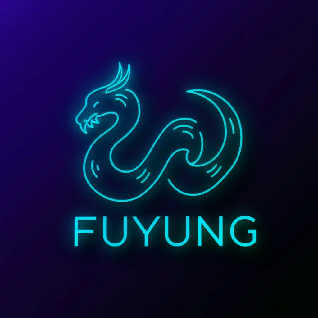 a logo design,with the text 'Fuyung', main symbol:neon dragon,Moderate, be used in Technology industry, clear background