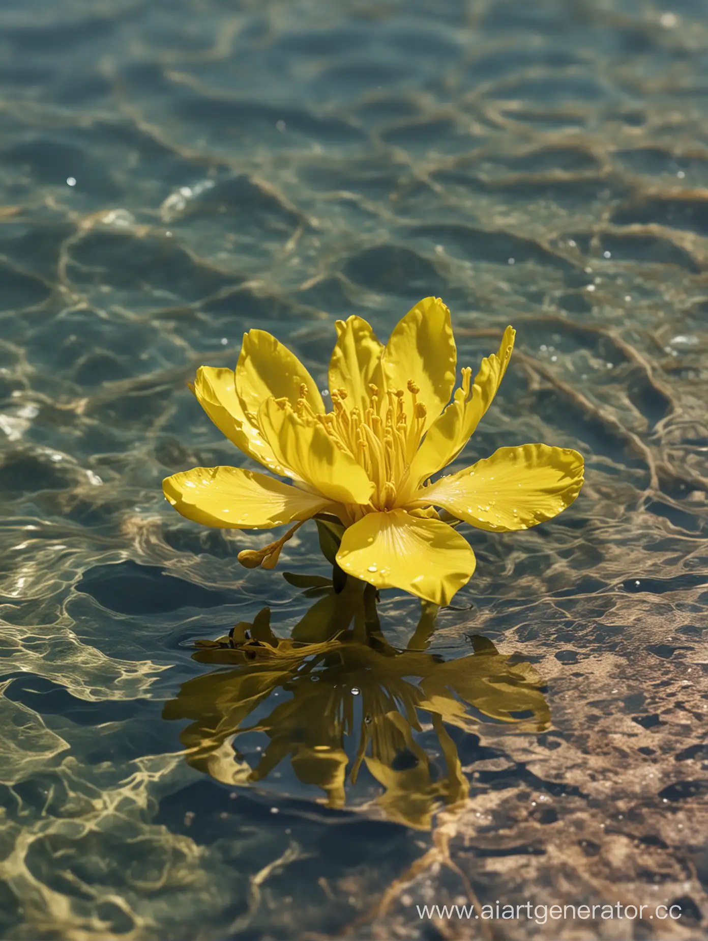 Acacia-Yellow-Flower-CloseUp-8K-Afloat-in-Serene-Water