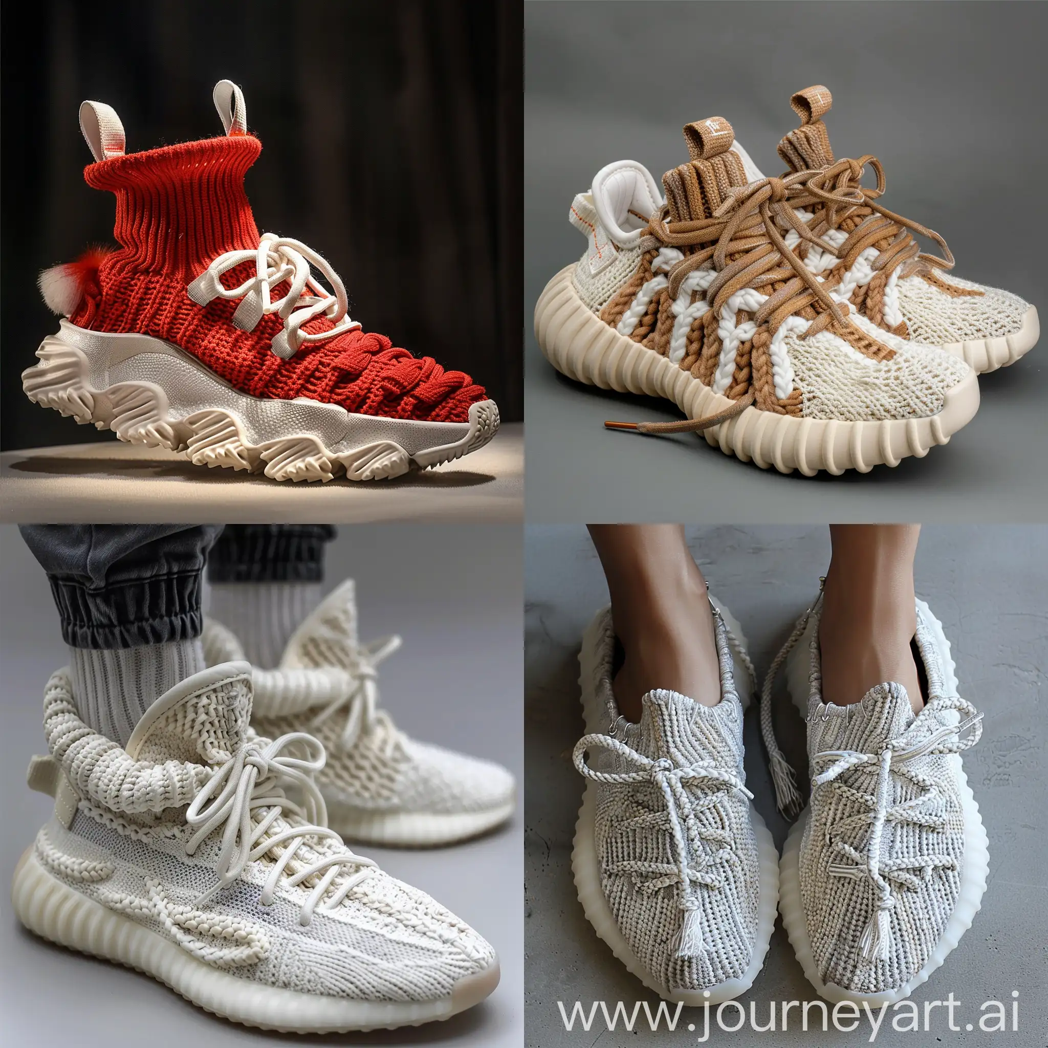 sneakers design inspiration by knitted fabric ,
Looks cool , chunky , catchy , trendy , knitted laces looks like travis scott hair , low neck