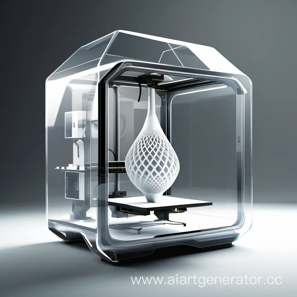концепт инновационного и элегантного 3д принтера из будущего, максимально минималистичного и утонченного