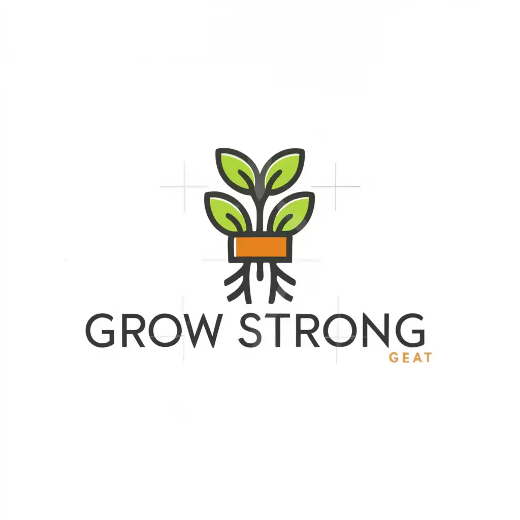 a logo design,with the text "GROW STRONG", main symbol:In the form of roots in potted plant,Moderate,clear background