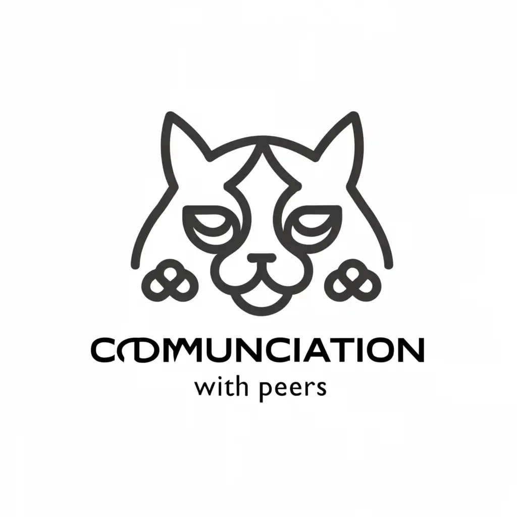 a logo design,with the text "fear of communicating with peers", main symbol:cat,Moderate,be used in Nonprofit industry,clear background