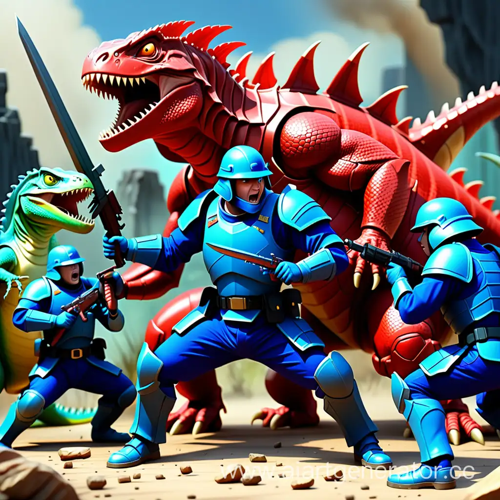 Battle-between-BlueClad-Soldiers-and-RedArmored-Lizards