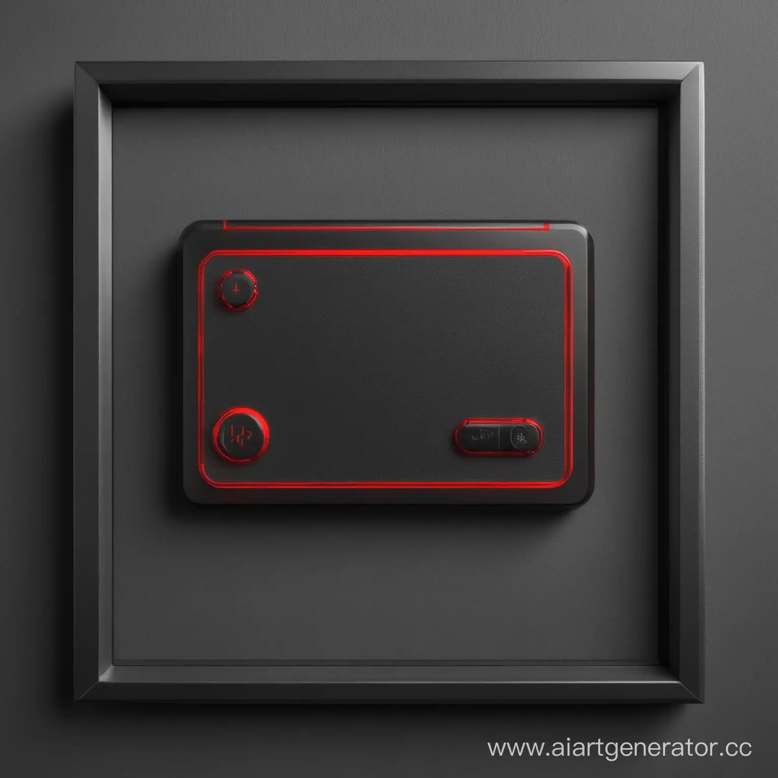 Кнопка для экрана в карбоновом стиле в красно-черно-серой расцветке в серой кайомке
