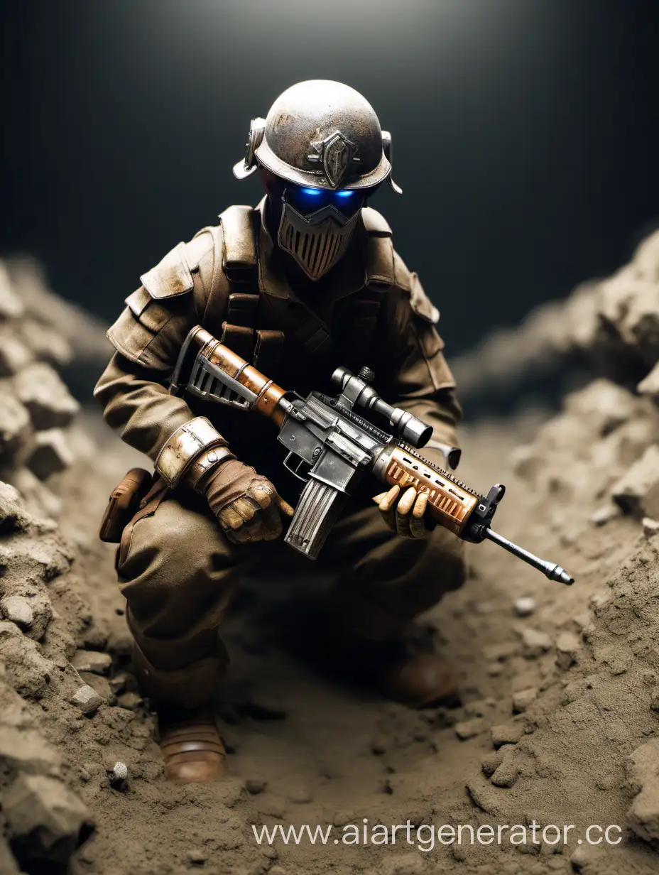 Trench-Dug-Warrior-in-Level-3-Helmet-Battlegrounds-Scene
