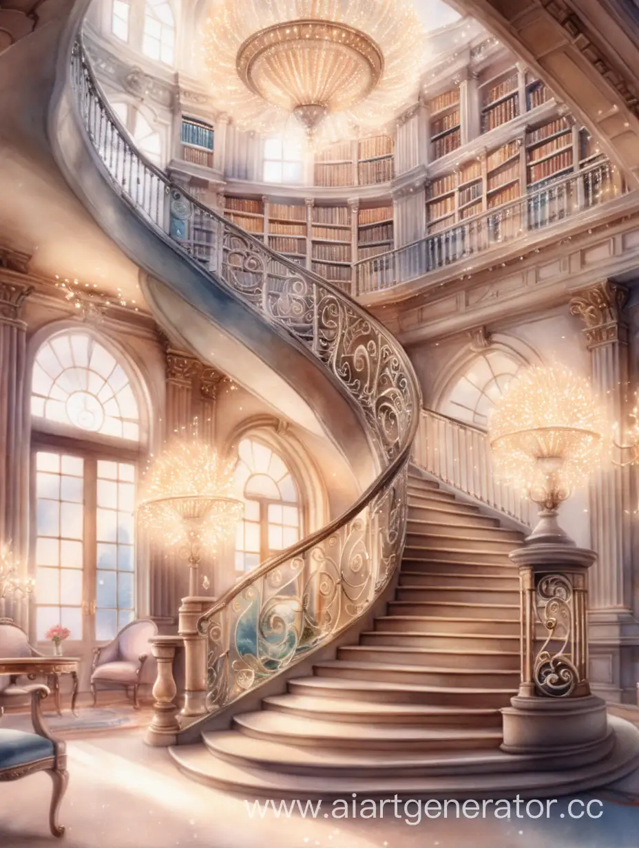 Luxurious-Spiral-Staircase-in-a-Sparkling-Library