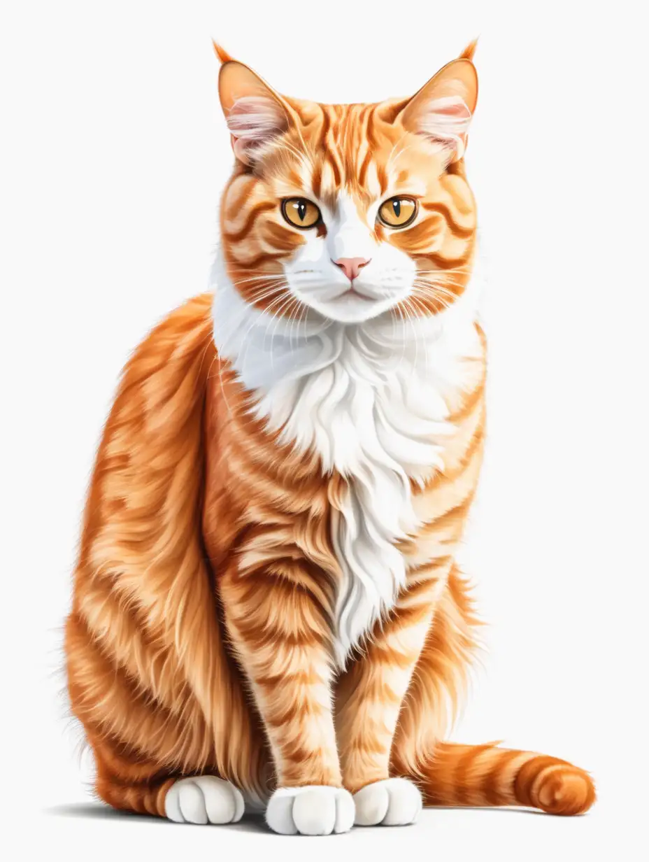 Adorable Ginger Cat Illustration on White Background