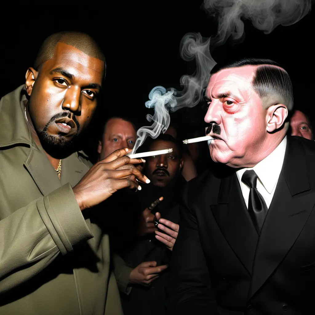Kanye West with Adolf Hitler smoke a joint.