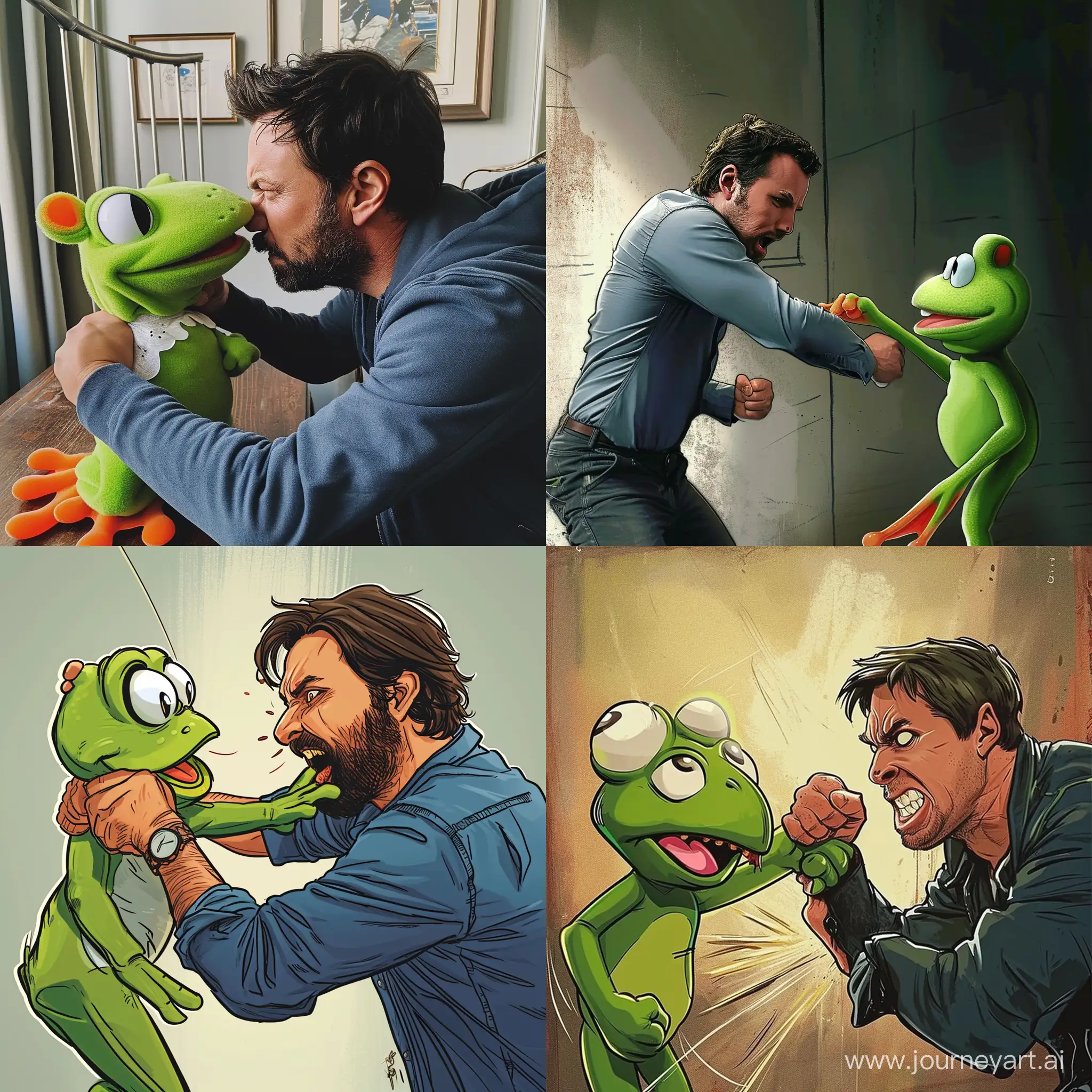 ben affleck punching pepe the frog in the face, nickelodeon cartoon