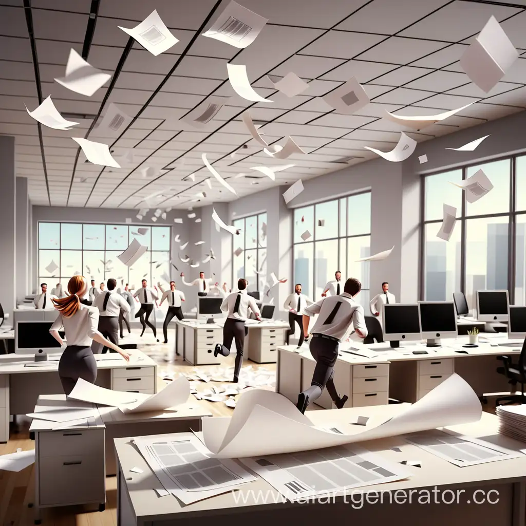 Dynamic-Office-Environment-Busy-Employees-Amidst-Flying-Papers-The-Right-News