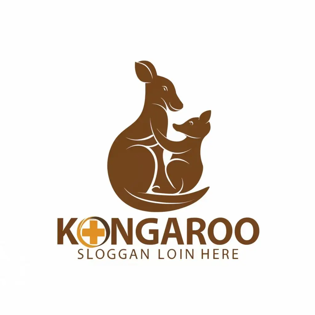 logo, kangoroo with baby, with the text "canguru", typography, be used in Medical  industry