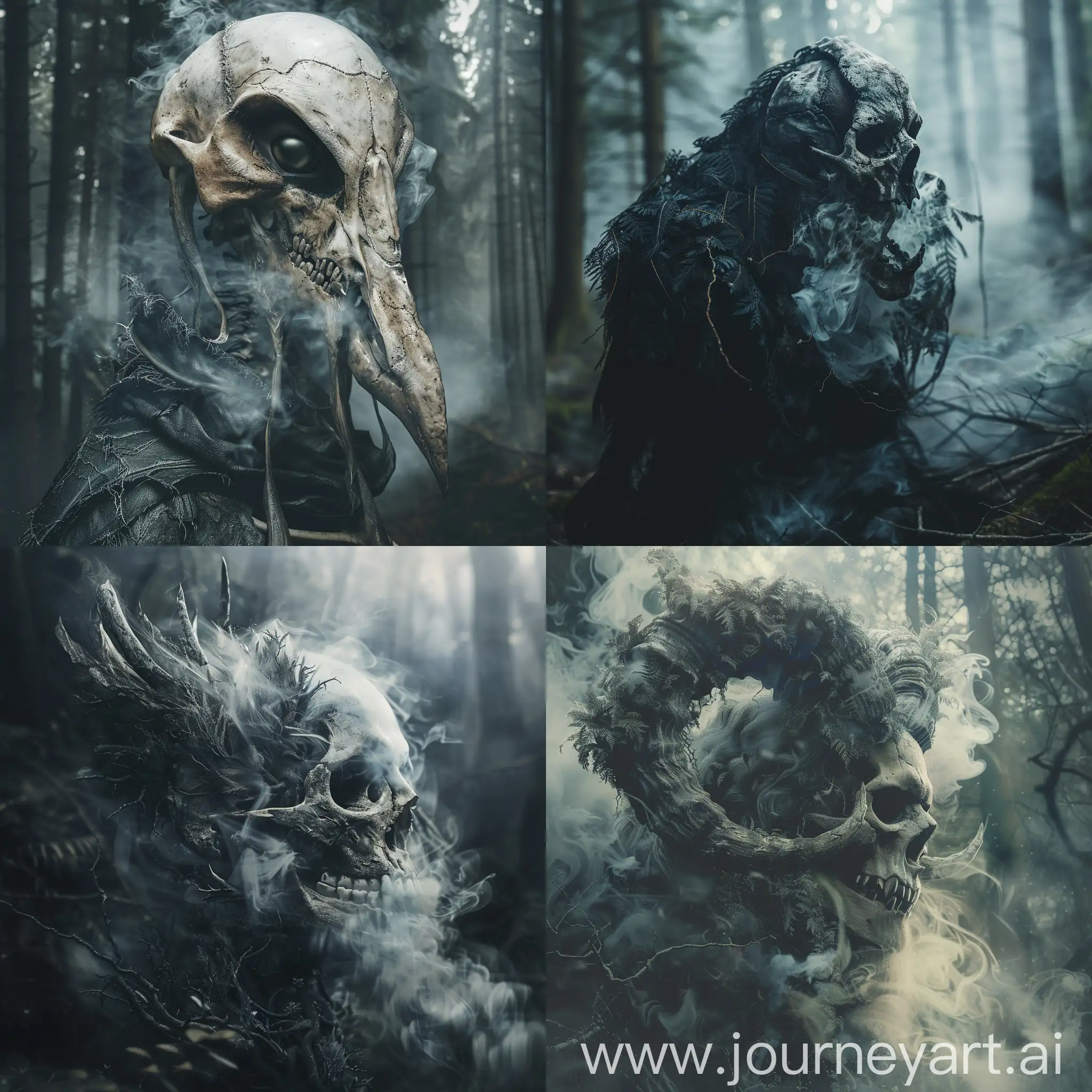 Mythical-Creature-Skull-Portrait-in-Dark-Forest-with-Dramatic-Lighting