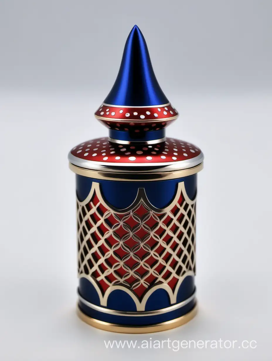 Luxurious-Zamac-Perfume-Ornamental-Cap-in-Shiny-Dark-Blue-with-Elegant-Arabesque-Pattern