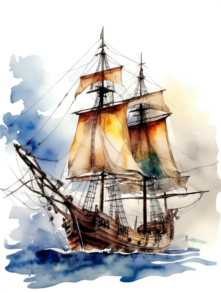 watercolor caravela