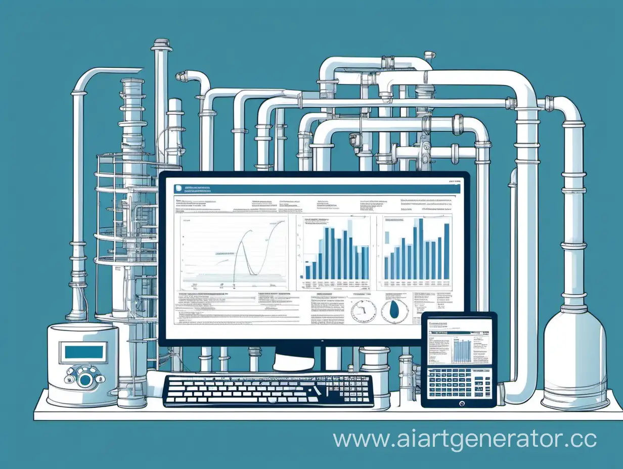 иллюстрация на белом фоне, информационная система техническая диагностика технологических объектов газовой промышленности, анализ данных технического состояния, планирование ресурсов