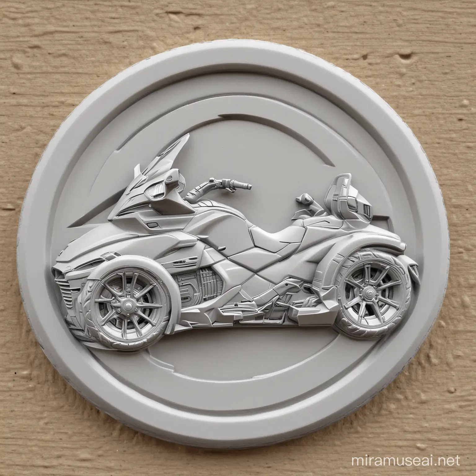 Canam Spyder RT Bas Relief Sculpture Intricately Carved ThreeWheeled Motorcycle Artwork