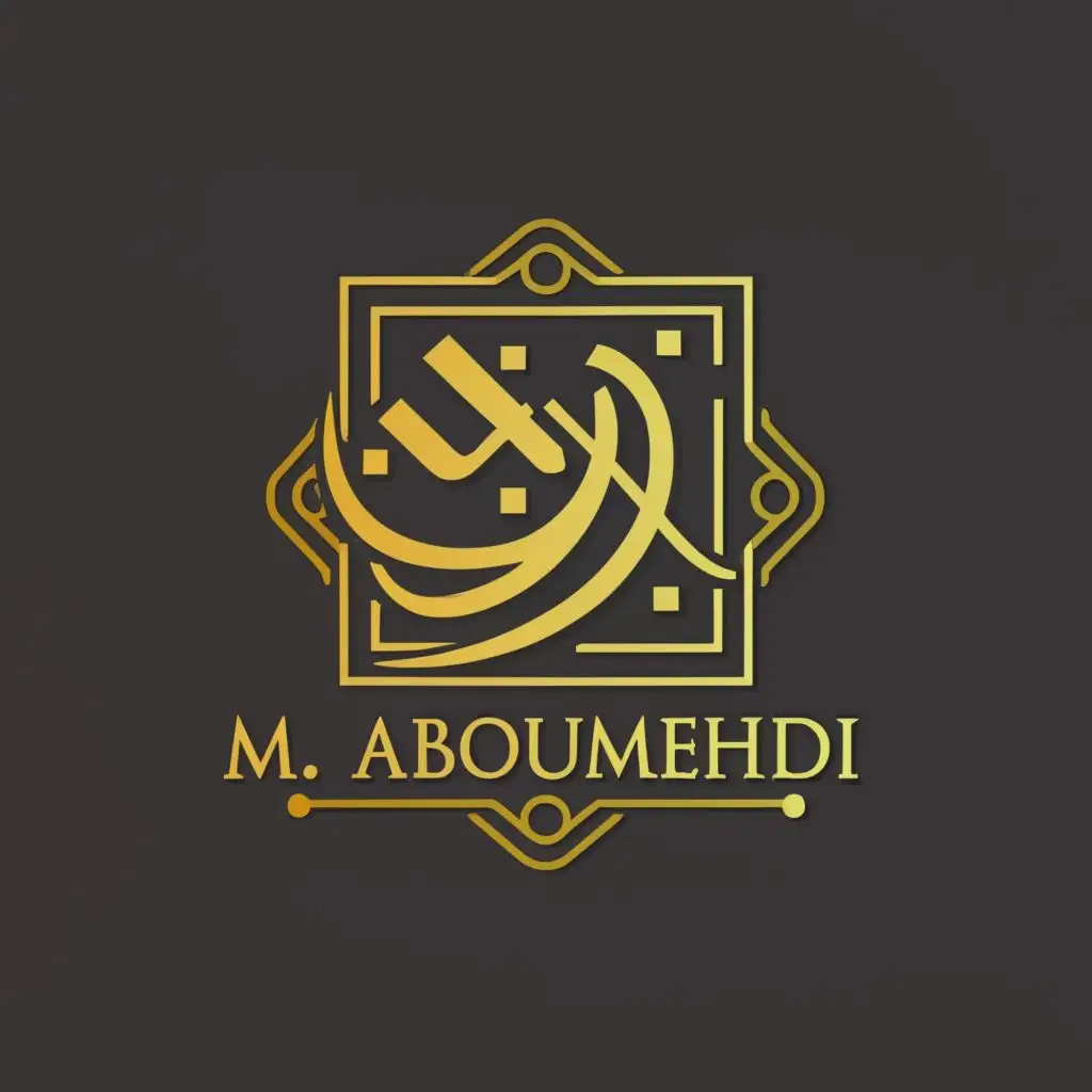 logo, golden carpenter, with the text "M . Aboumehdi", typography
