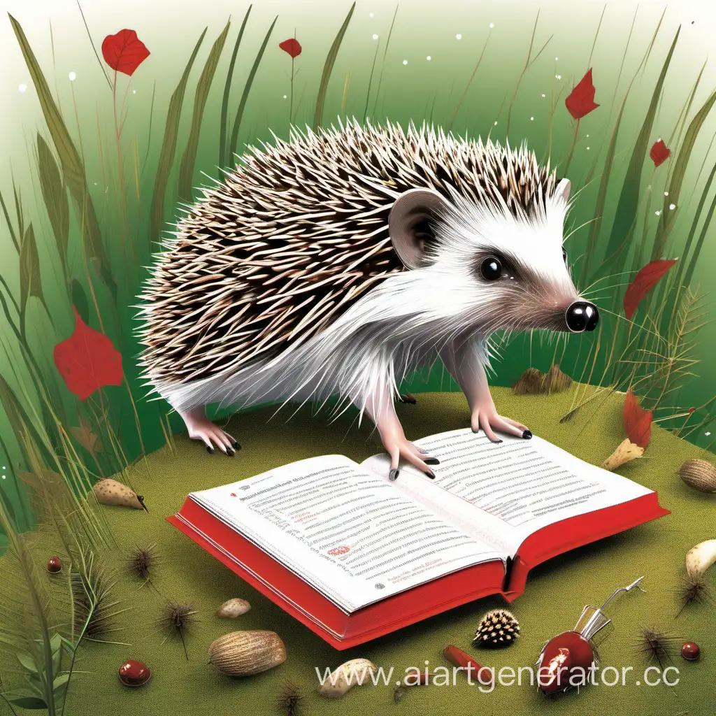 Hedgehog-in-Natural-Habitat-with-Red-Book-Promoting-Nature-Conservation-and-PlasticFree-Ecology