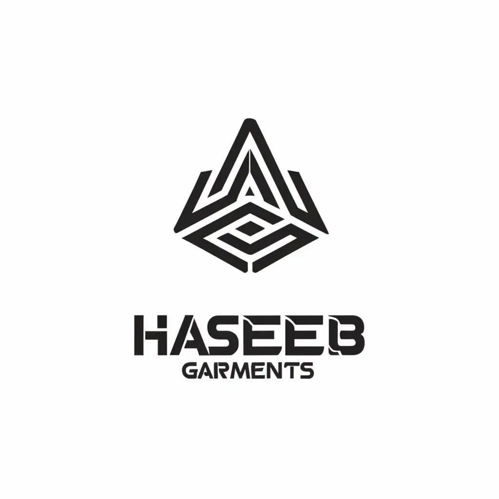 a logo design,with the text "haseeb garments", main symbol:pents shirt,Moderate,clear background